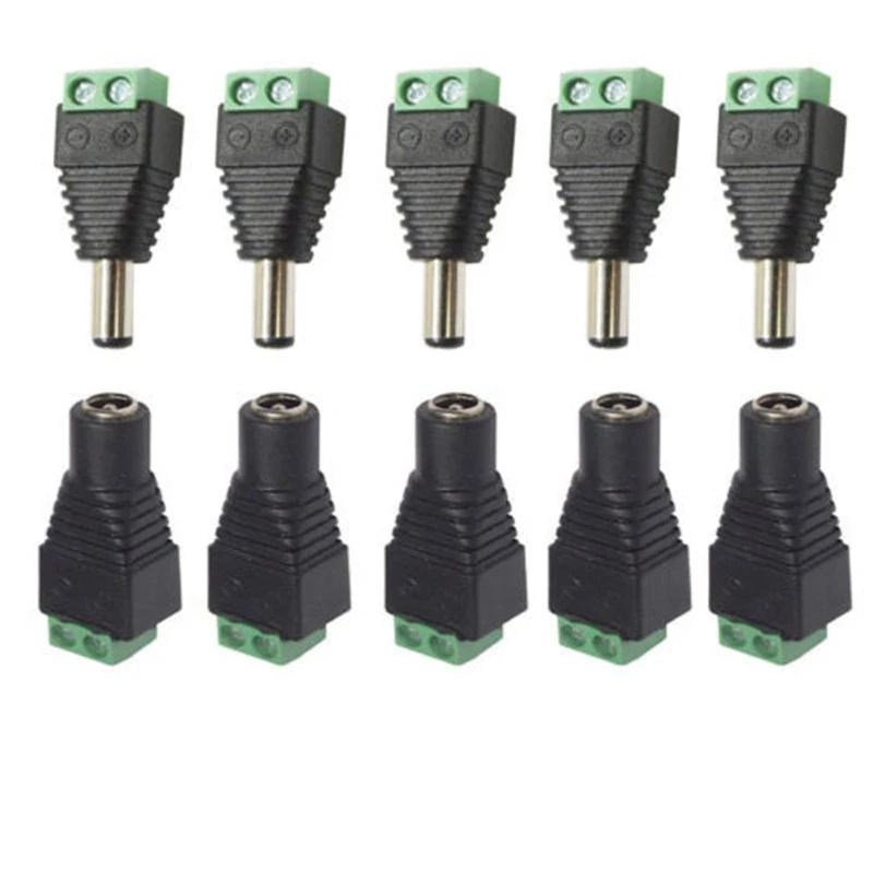 50pcs Female +50 pcs Male DC connector 2.1*5.5mm Power Jack Adapter Plug Cable Connector for 3528/5050/5730 led strip light