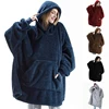 New Winter Women Double-faced Fleece Hoodie Blanket Oversize Large Pocket Warm Couple Loose Sweatshirts Women And Men Robe 3