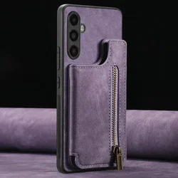 Zipper Wallet Leather Phone Case with Card Holder for Galaxy A57 5G (PURPLE)