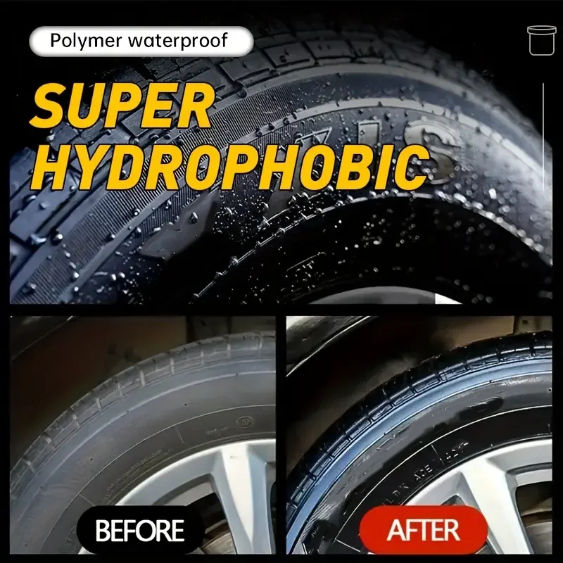 Tire Shine Wax 500g with Special Sponge Blackening Polish Brightener Protecting Maintenance Refurbishing