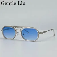 Lunettes de soleil rectangulaires Steampunk pour hommes 2026 – Marque de luxe, style rétro punk, double pont, protection UV400 5