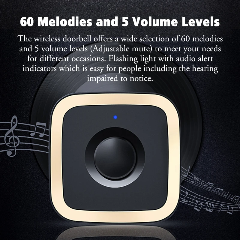 Wireless Doorbell Home 60 Songs 110DB 150M Waterproof Remote Smart Calling Bell US EU UK Plug