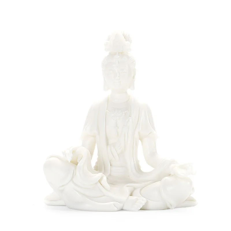 Qiao Lin White Porcelain Guanyin Ornament, Ceramics Kuan Yin Statues, Buddhism Adornment Statue, Home Decoration Accessories