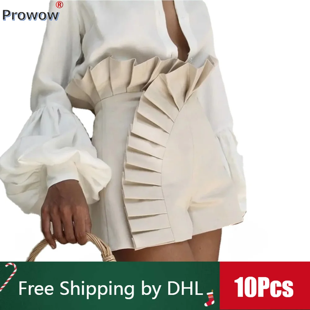 

10Pcs Bulk High Waist Biker Shorts Women Summer Y2k Cute Ruffles Patchwork Short Pants Solid Color Women Clothing Wholesale 9877