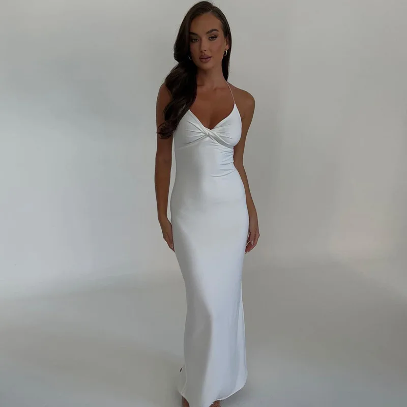 

EYouth 2023 Summer New Sexy Slim Fit Backless Women Dresss Fashion V-neck Sleeveless Wrap Hip Dresses Lady Chic Streetwear Dress