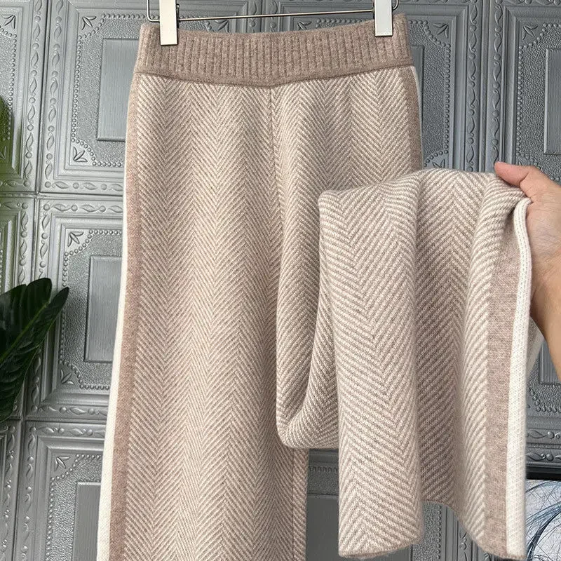 New Loribindwood European High-waisted Wide-leg Casual Pants for Women Straight Leg Floor Length Autumn/Winter