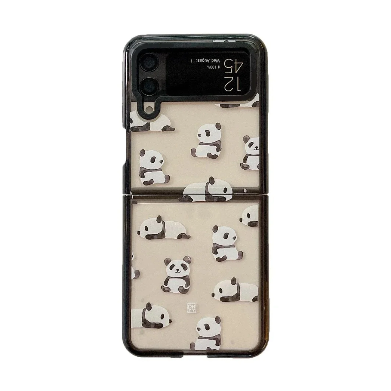 

Black Border Acrylic Panda Phone Case for Samsung Galaxy Z Flip 5 4 3 Back Cover for ZFlip3 ZFlip4 ZFlip5 Hard Case Shell