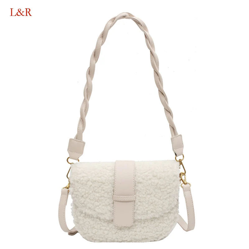 

Winter Shoulder Messenger Weave Strap Saddle Armpit New High-quality Plush Fur Bag Women's Handbag Designer