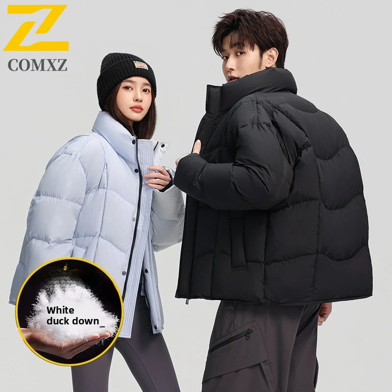 COMXZ High Quality Winter Jacket Stand Collar Solid Color Warm Ski Padded Jacket Streetwear Thick Quilted Jacket Men's Clothing