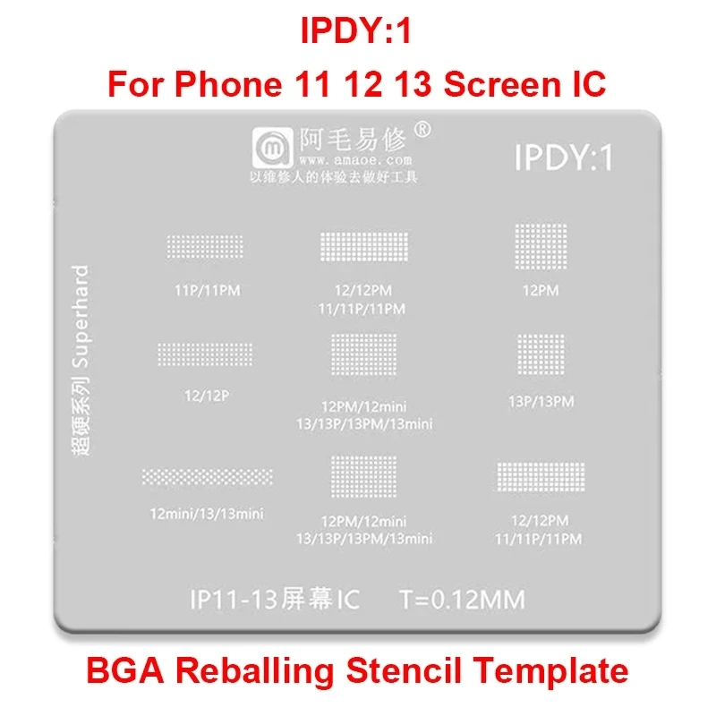 Amaoe IPDY1 BGA Reballing Stencil Template For iPhone 11 12 13 Pro Max Mini 11Pro 12Pro 13Pro Max LCD Screen IC Repair Tools