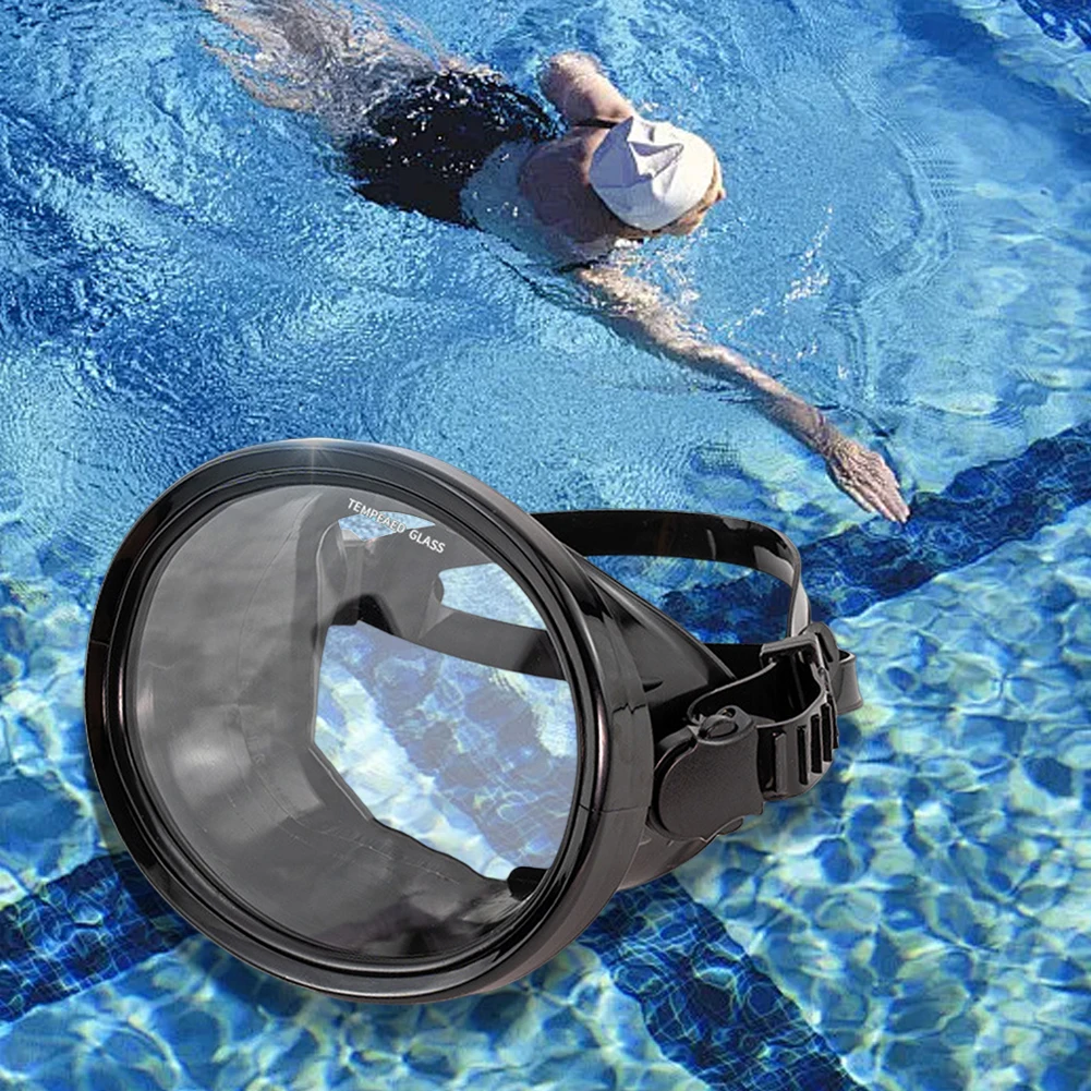 타원형 다이빙 마스크 스피어피싱 마스크 김서림 방지 단일 렌즈 스쿠버 마스크 안티 스쿠버 고글 수영 스노클링용 조절 가능