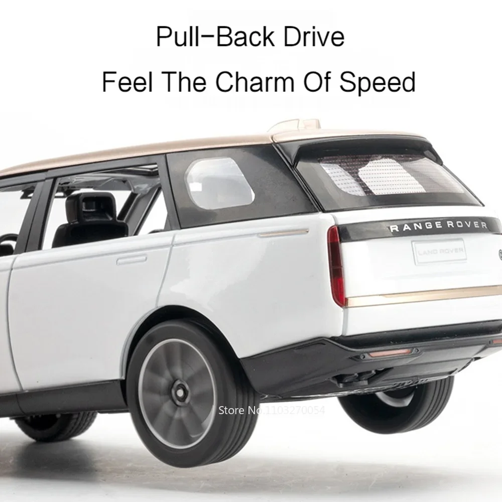 1/24 Land Rover Range Rover SV 2022 Car Model Toys Diecast Alloy SUV Doors Opened Sound Light Rubber Tire Vehicle Gifts for Kids 3