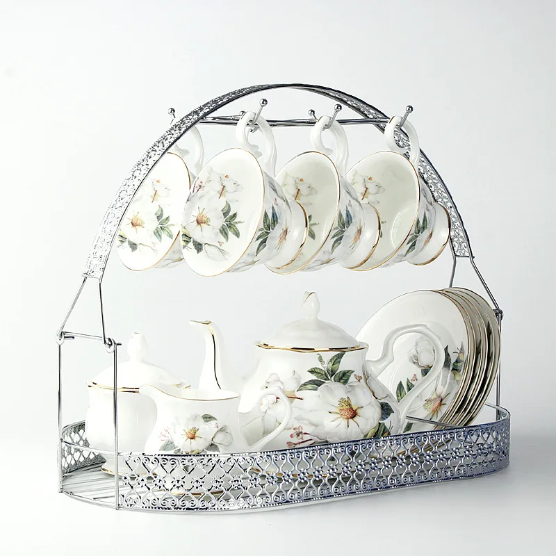 European-style Silver-plated Coffee Cup Holder Home Crafts Iron Rack Saucer Holder Lace Wire Cup Saucer Iron Crafts