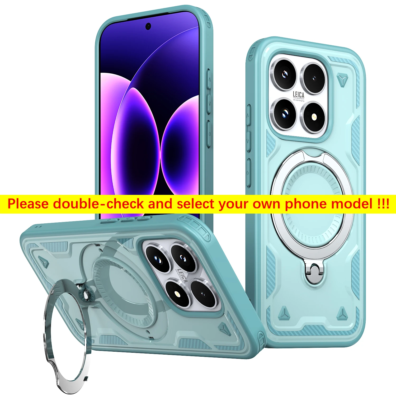 Premium Shockproof Rotating Magnetic Stand Phone Case with Armor Tough Protection