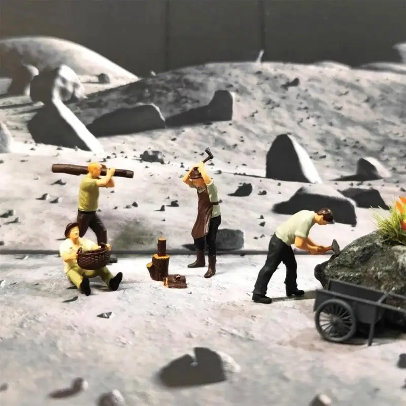 Holzfäller-Figuren, Modell, Maßstab 1:64, handbemalte Miniaturfigur für Miniaturszene, Dioramen, Requisiten, Layout-Dekors-Set – Detail 7