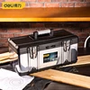 Deli 1 Pcs 17'' Stainless Steel Tool Case with Handle  Lock Design Multifunction Tools Storage Box Workers Portable Organizers 2