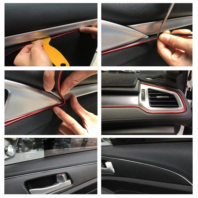 5M Car Dashboard Door Edge Insert Trim Styling Interior Decorative Moulding Universal Auto Accessories Insert Strip With Scraper