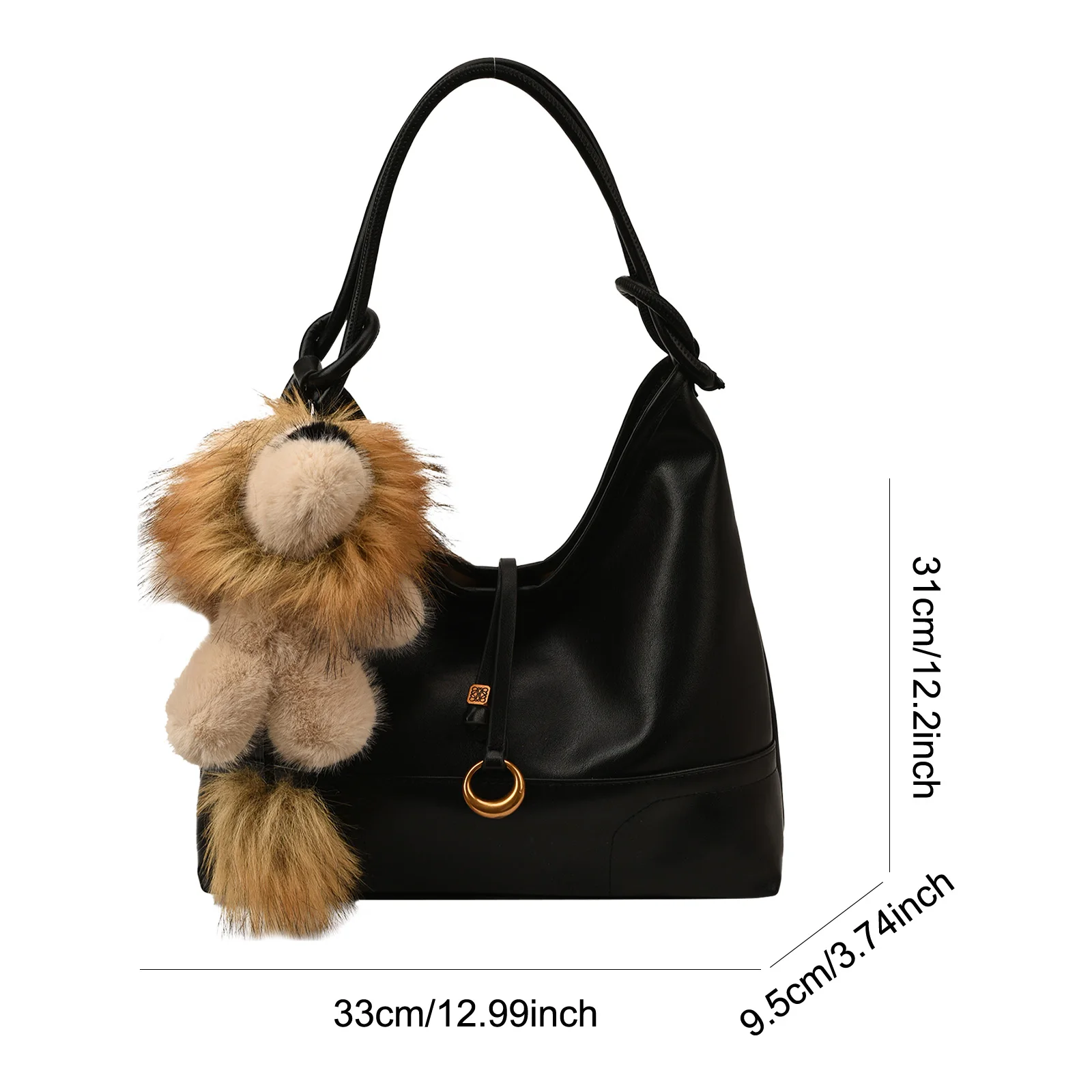 Hobo Bag PU Leather Shoulder Bag Casual Slouchy Tote Bag Trendy Everyday Handbag for Women Travel Work