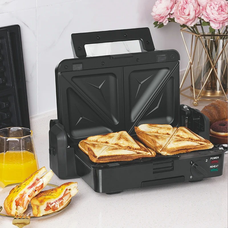 DSP Mini Waffle Maker Detachable Breakfast Sandwich Maker Toaster 4 In 1 Non Stick Sandwich