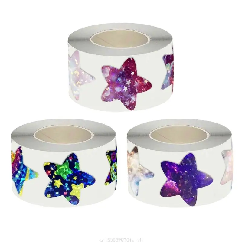 500Pcs/Roll Star Stickers Reward Labels Colorful Star Adhesive Label Stickers 85AC