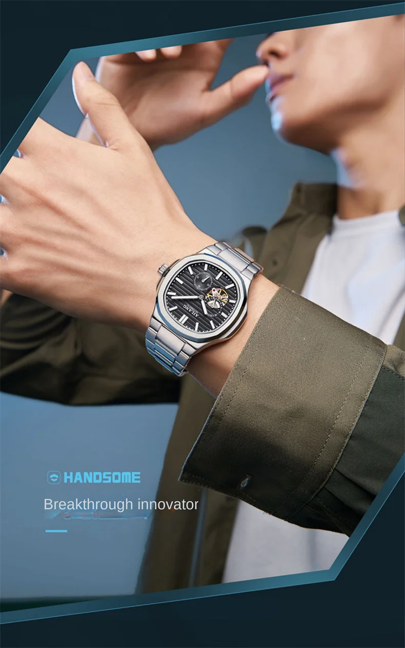 AILANG Sport es for Men Luminous 3ATM Waterproof Automatic Mechanical Genuine Stainless Steel Wrist_voghion.com