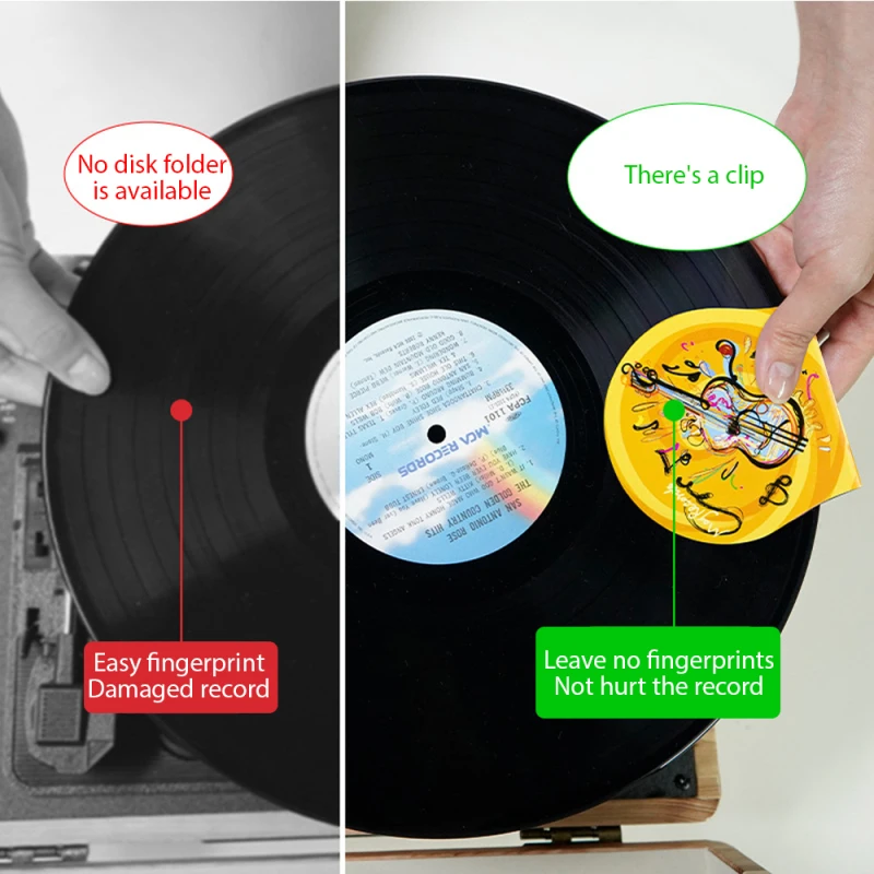 2pcs Record Cleaner Handler Mitt Vinyl Record Clip Disc Protection Pad No Fingerprints No Damage Anti-static for Vinyl LP