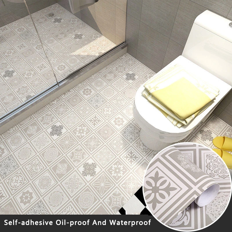BohemianStyleFloorStickersBathroomWaterproofFloorStickersTile