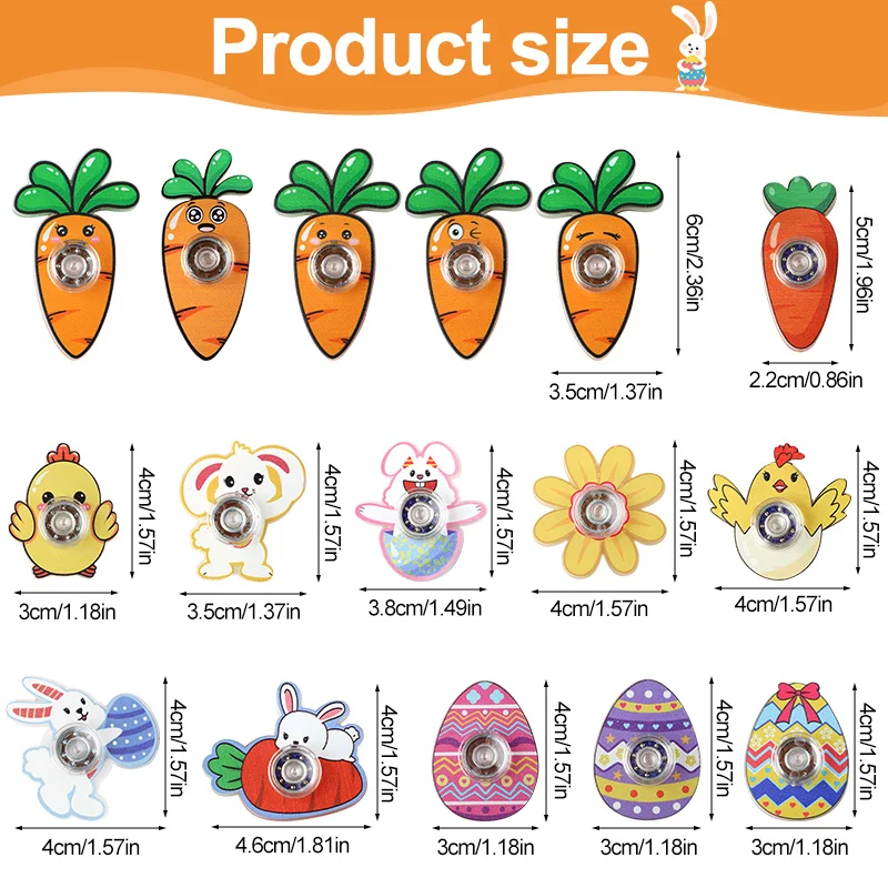 10/20Pcs Easter Fingertip Spinner Cartoon Bunny Egg Fidget Spinner Fidget Toy for Kids Birthday Party Favors Goodie Bag Stuffers