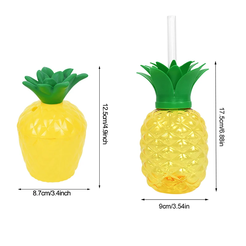 6 Bicchieri Riutilizzabili A Forma Di Ananas Con Cannucce Di Carta - 400 Ml - Perfetti Per Feste Tropicali, BBQ, Picnic - 3
