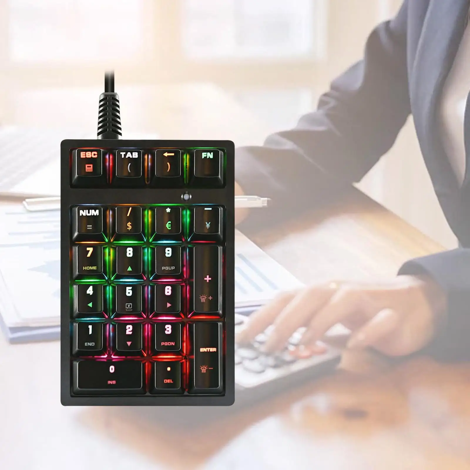 휴대용 기계식 숫자 키패드, K21, RGB 백라이트, USB 디자이너, 게이머 캐셔 데스크, 21 키