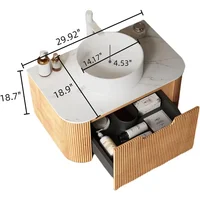 24-Inch Modern Bathroom Vanity with Sink, Floating Cabinet with Ultra-Thin Ceramic Basin and Marble Top, Extra Large Storage 2