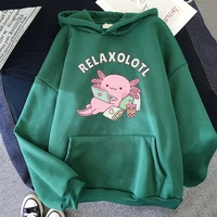 Axolotl Boba Milk Tea Hoodies Korean Style Women Clothes Kawaii Sweatshirt Vintage Cartoon Graphic Hoodie Harajuku Sudaderas - Image 3