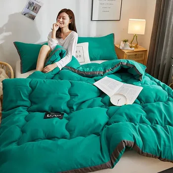 누비 이불 400 그램 마이크로 화이버 북유럽 패딩 슈퍼 따뜻한 섬유 침대 이불 싱글 및 더블 침대 가을 겨울 완벽한