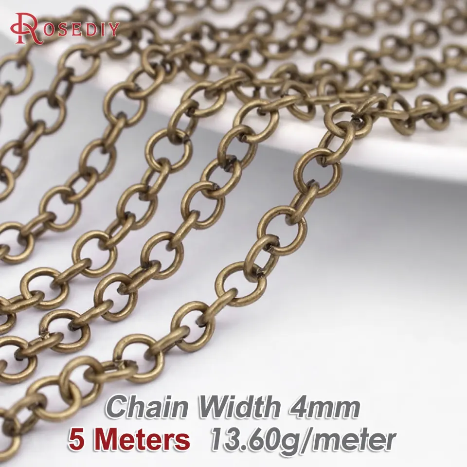 5 Meters Chain Width 4MM Antique Bronze Iron Round Shape Chain Diy Jewelry  Making Supplies Necklace Findings Accessories - AliExpress, image size:960x960