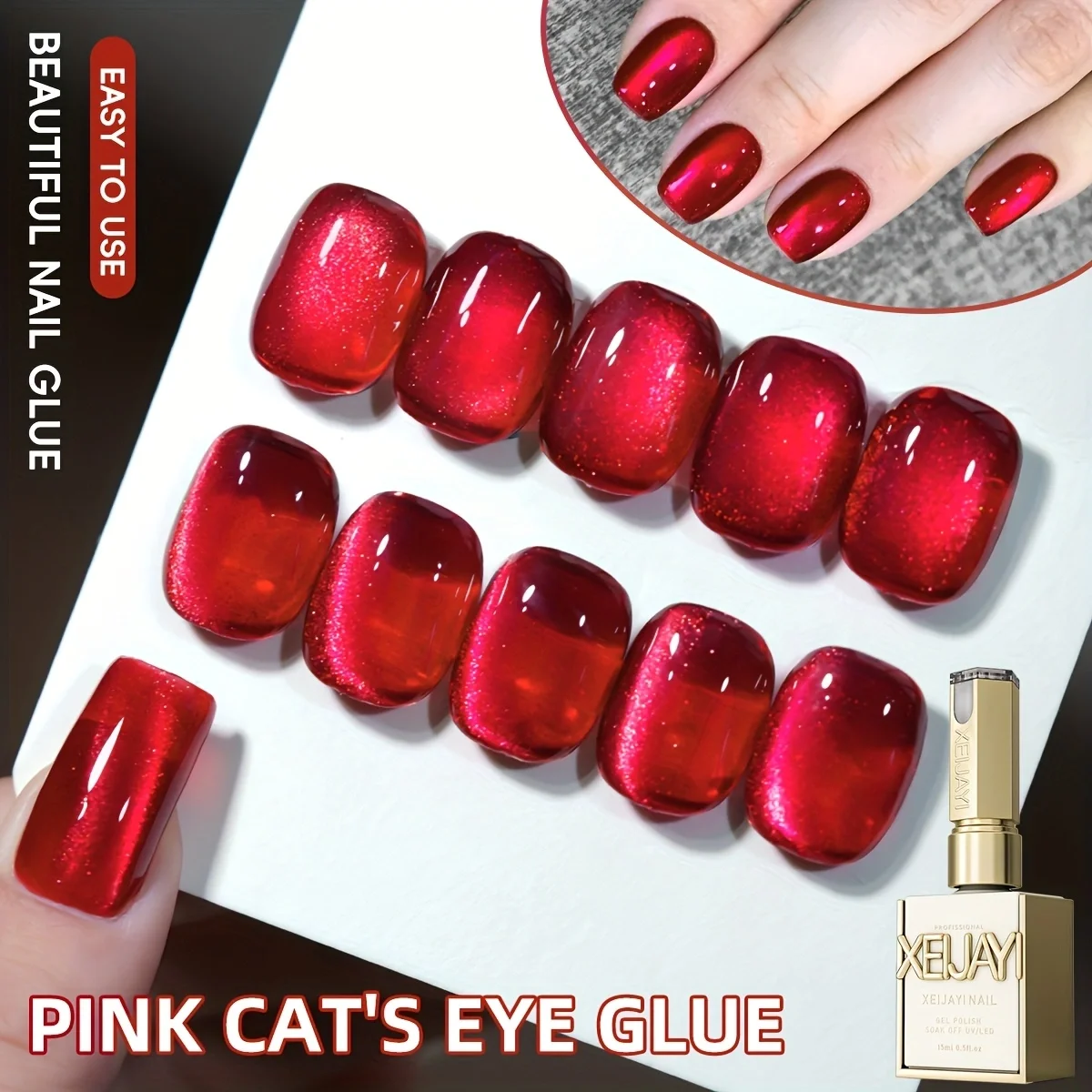 15ML Rainbow Cat Eye Nail Polish Gel Phototherapeutic Gel Soak Off Nail Magnetic Polish Art DlY For Salon At Home