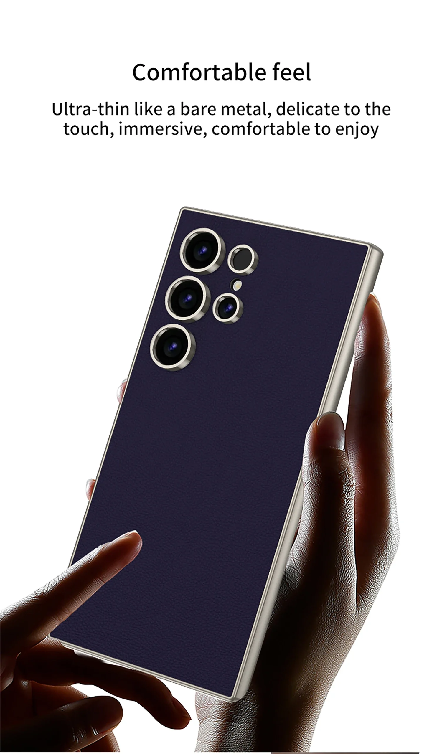 Luxury PU Leather Soft Edge Case For Samsung Galaxy S24 Ultra Metallic Paint Fra