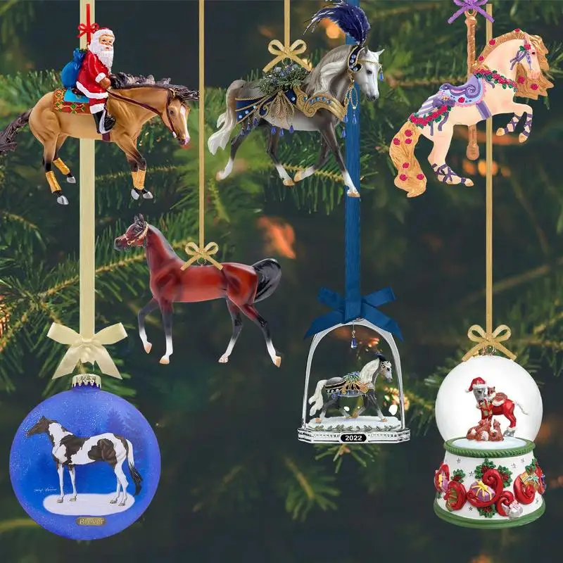 Acrylic Horse Ornaments for Christmas Tree Exquisite Hanging Craft Pendant Party Decorations for Christmas Trees Windows Walls