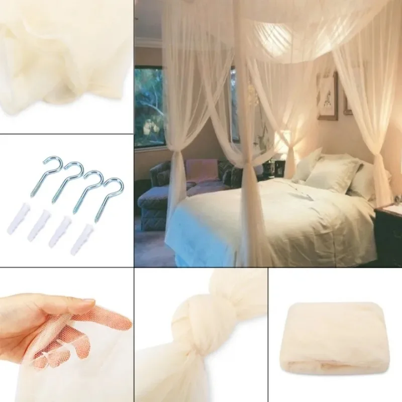 Description Picture 5 of itemSquare Mosquito Net Portable Four Corner Post Prevent Insect Outdoor Grace Canopy Palace Net Home Textile for King Size Bed