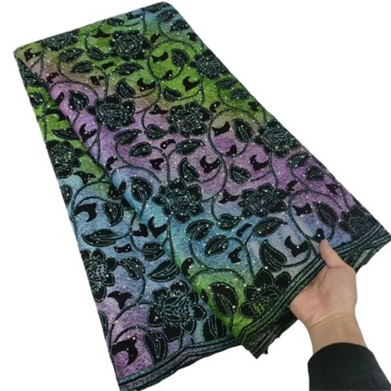 

French Velvet Sequins Lace Fabric 2023 High Quality African Nigerian Tulle Lace Fabric for Party Dress Wedding T99-2