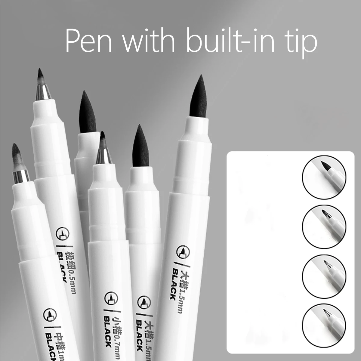4PCS Black Brush Sign Pen Set, Multi-Tip Sizes Calligraphy Pens for Writing & Journaling - 6