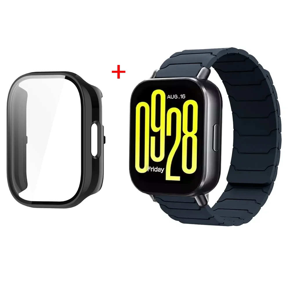 Silicone Strap with Protective Case and Magnetic Bracelet for Smartwatch Accessories