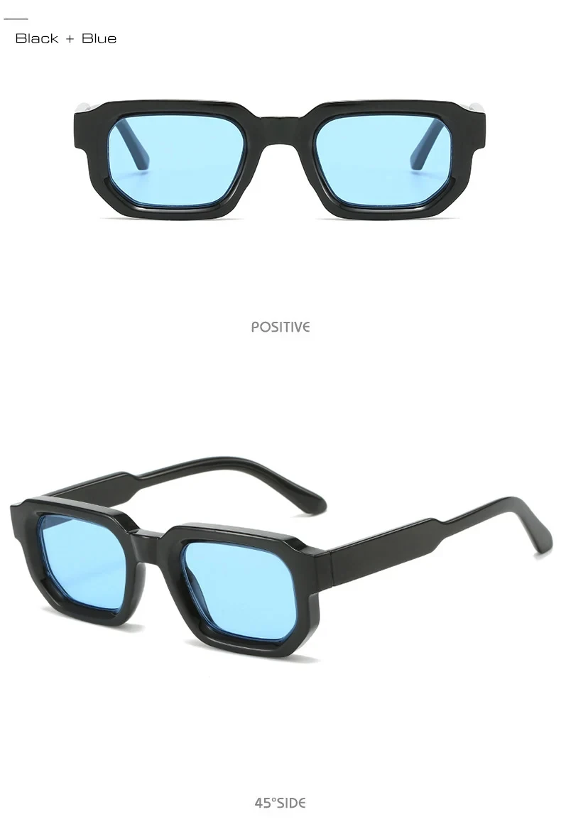Quadratische Sonnenbrille für Männer und Frauen, UV400-Sonnenbrille, Vintage-Stil, blauer Tee, Punk, modische Sonnenbrille – Detail 13