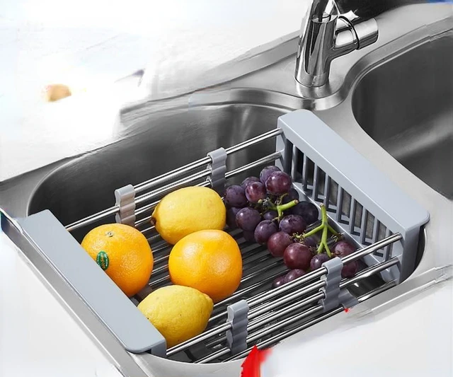 1pc Adjustable Dish Drainer Stainless Steel Sink Drain Rack Fruit Vegetable  Drain Basket Kitchen Extendable Dish Drying Rack - AliExpress