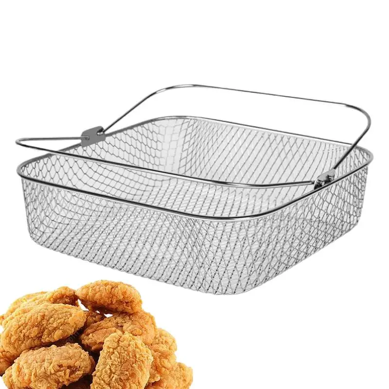 

Air Fryer Basket stainless steel mesh basket portable Airfryer Basket with handles rustproof vegetables meat chicken fry basket