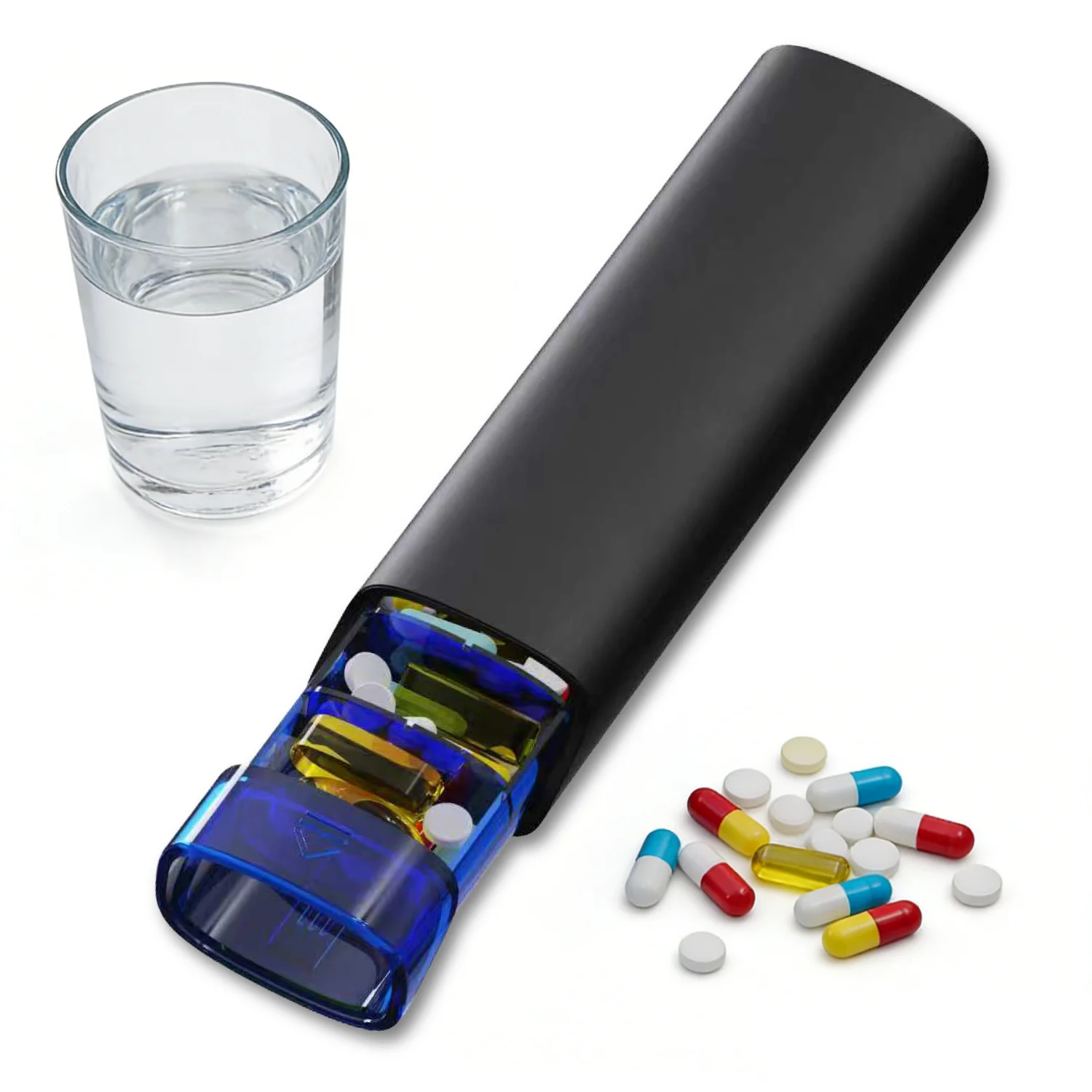 Compact Weekly Pill Organizer with Sliding Silicone Case - Travel-Friendly Medicine & Vitamin Storage Box