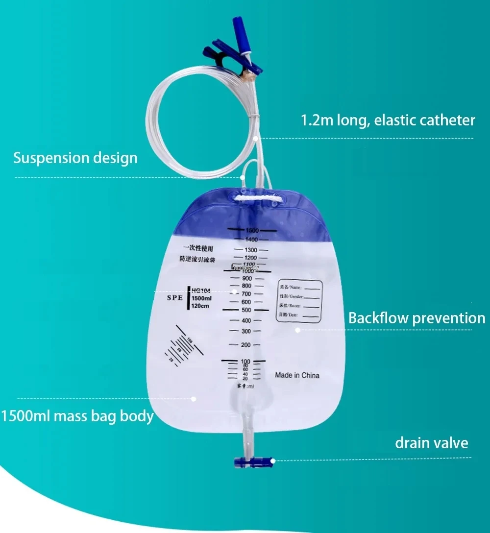 Disposable drainage bag urine collection bag urine anti-reflux bile catheter for elderly men and women 1500ml