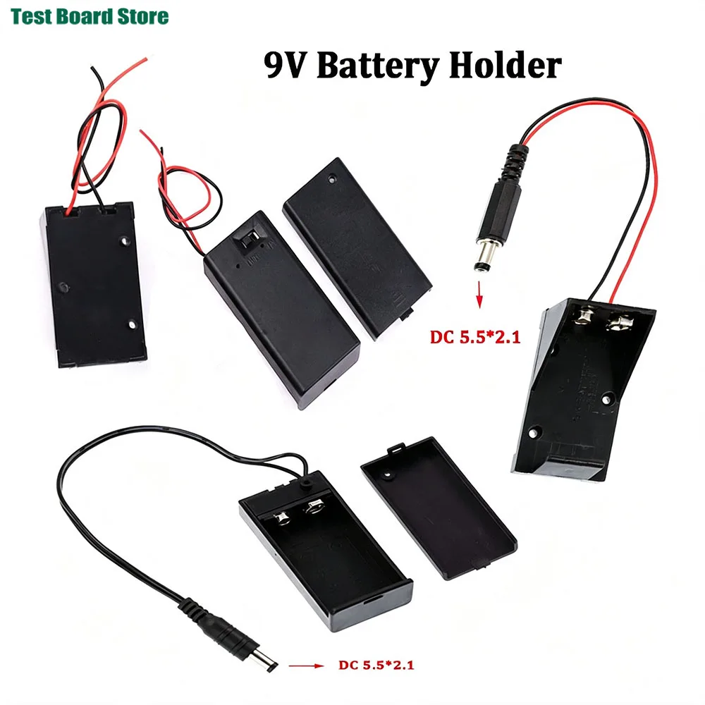 Battery Holder with Switch and Wire Lead Featuring 5.5x2.1mm Plug