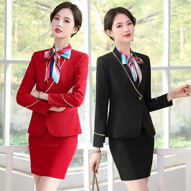 

Stewardess Uniform Business Suit Female Beautician Vest Suit Formal Dress Jewelry Shop Hotel Reception Work Clothes