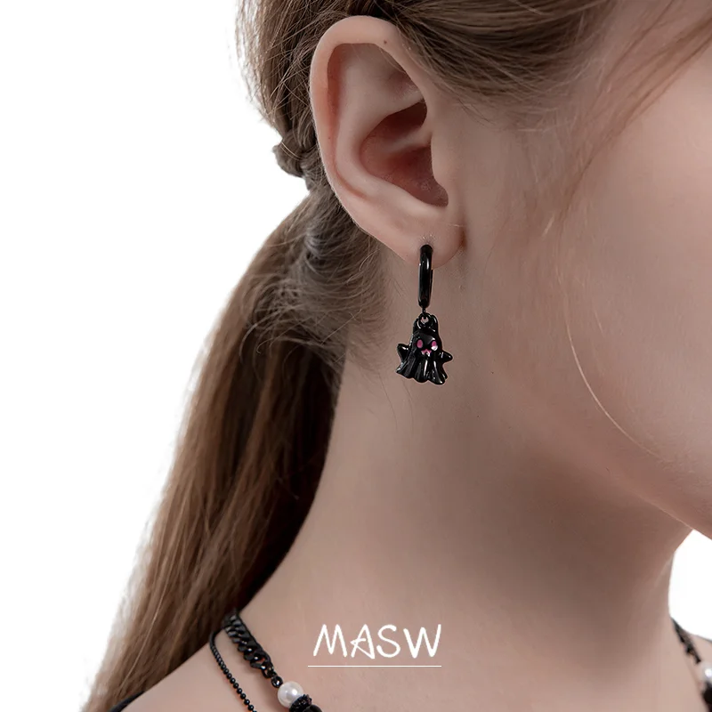 MASW Original Design Asymmetrical Earrings Modern Jewelry High Quality Copper Zircon Halloween Earrings For Women Party Gifts