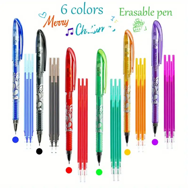 26pcs Erasable Gel Pen Set Tip of 0.5mm Black/Blue/Red Ink Pen Office Accessories Korean Stationery Cheap Kawaii Stationery